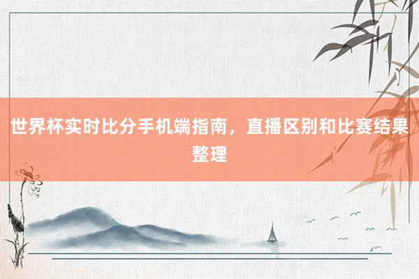 世界杯实时比分手机端指南，直播区别和比赛结果整理